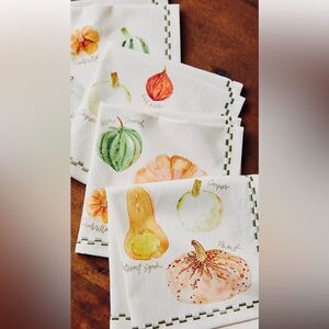 Anthropologie Types of Pumpkins Napkins, Set of 4